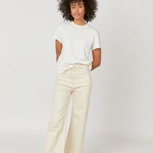 Oliver Logan Aberdeen High Rise Crop Wide Leg Jeans - Size 33 - Ecru - NWT